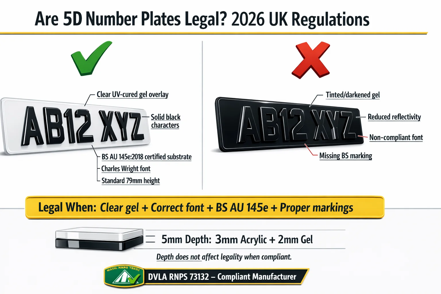 Are 5D Number Plates Legal UK - 5mm Gel Plate Regulations and MOT Compliance Guide 2026