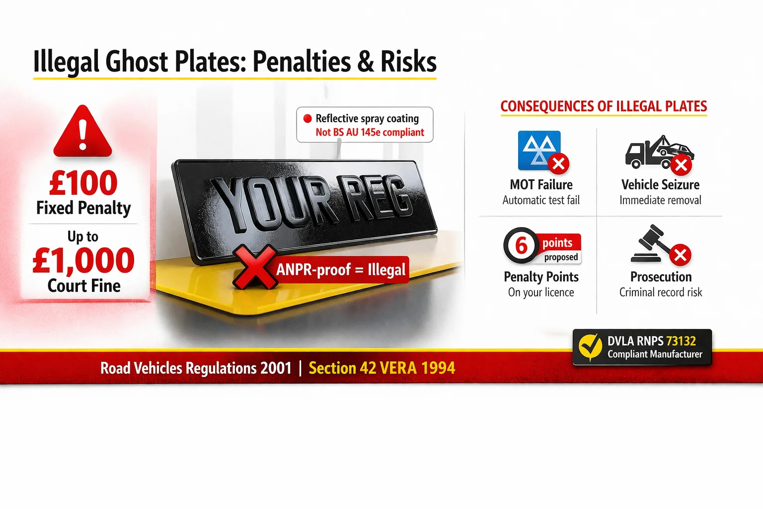 Illegal Ghost Plates Penalties UK - Fines, MOT Failure & Prosecution Risks 2026